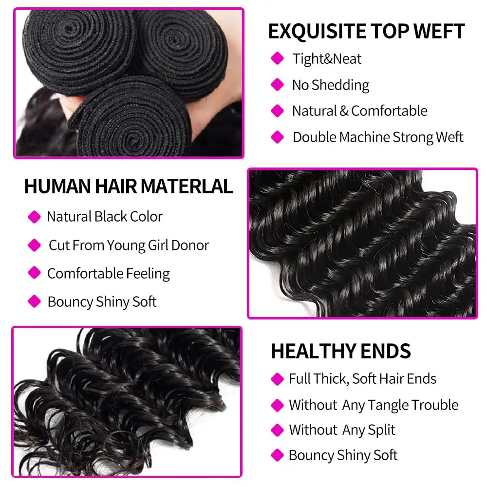 Burmese Curly Hair Bundles with Closure 4x4 Deep Wave Bundles Virgin Human Hair 100% Vietnamese Raw Human Hair Weave Extensions
