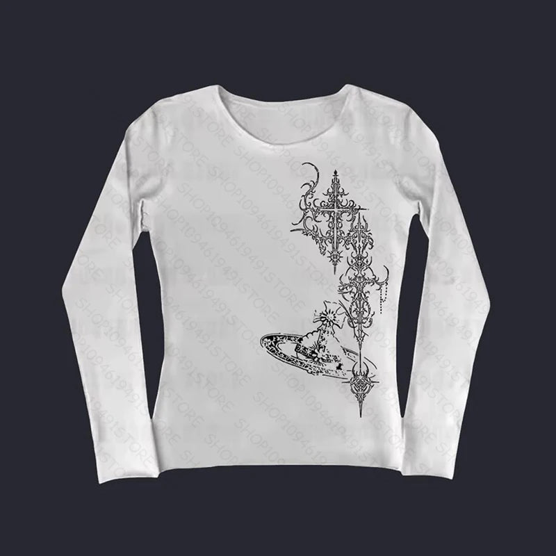 Women' s Clothes Y2K Clothes Vintage T-shirts Streetwear Harajuku Graphic Print T Shirts Long Sleeve Tee Tops roupas feminina