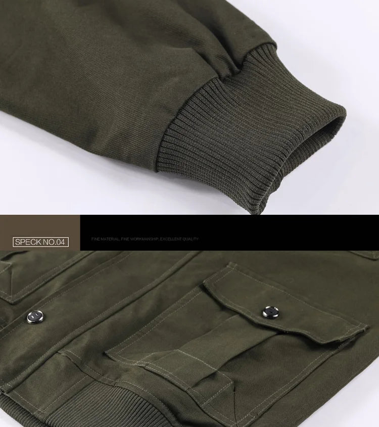 American style jacket for men's spring and autumn 2024 newmulti pocket outdoor pure cotton casual workjacket stand up collar top