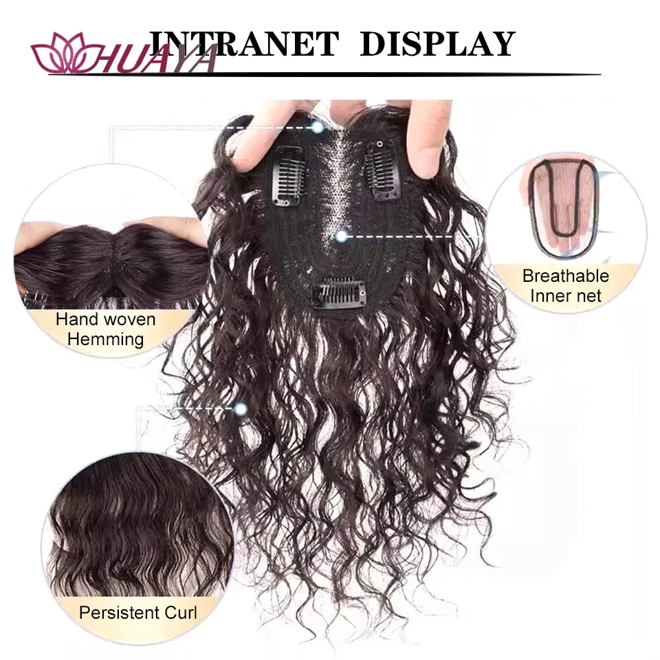 Synthetic Hair Toppers for Women Short Curly Clip In Hair Topper Wiglets with Middle part Bang Add Hair Volume Cover Gray Hair