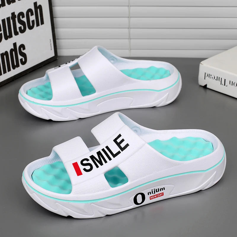 Summer New Men's Massage Slippers Indoor Outdoor Sandals Beach Men Casual Shoes Soft Slides Flip-flops Men Women Home Slippers