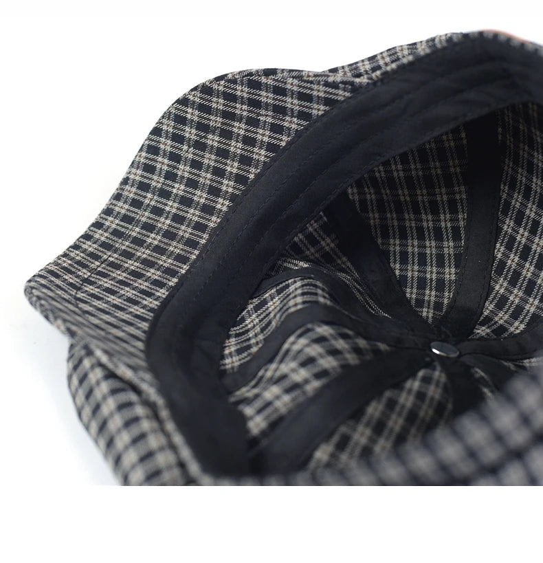 Spring Summer Plaid Newsboy Cap Breathable Peaky Octagonal Hat Vintage Soft Casual Berets Cap Visor Gatsby Flat Ivy Hat