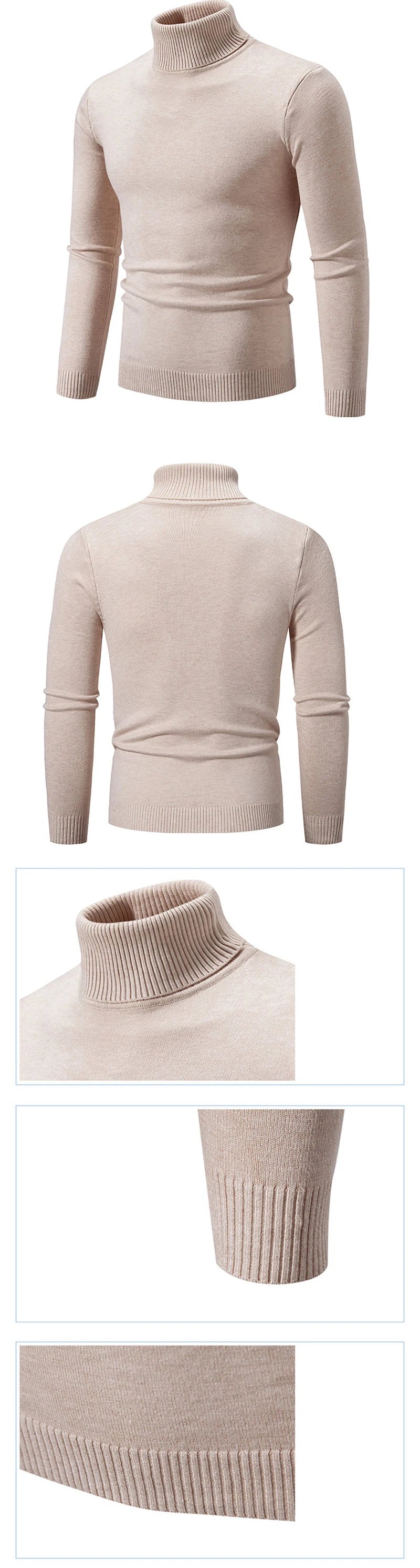 New Men's Turtleneck Pullover Sweater Solid Color Knitted outerwear winter Warm Woolen Sweaters Thick Heavyweight streetwear