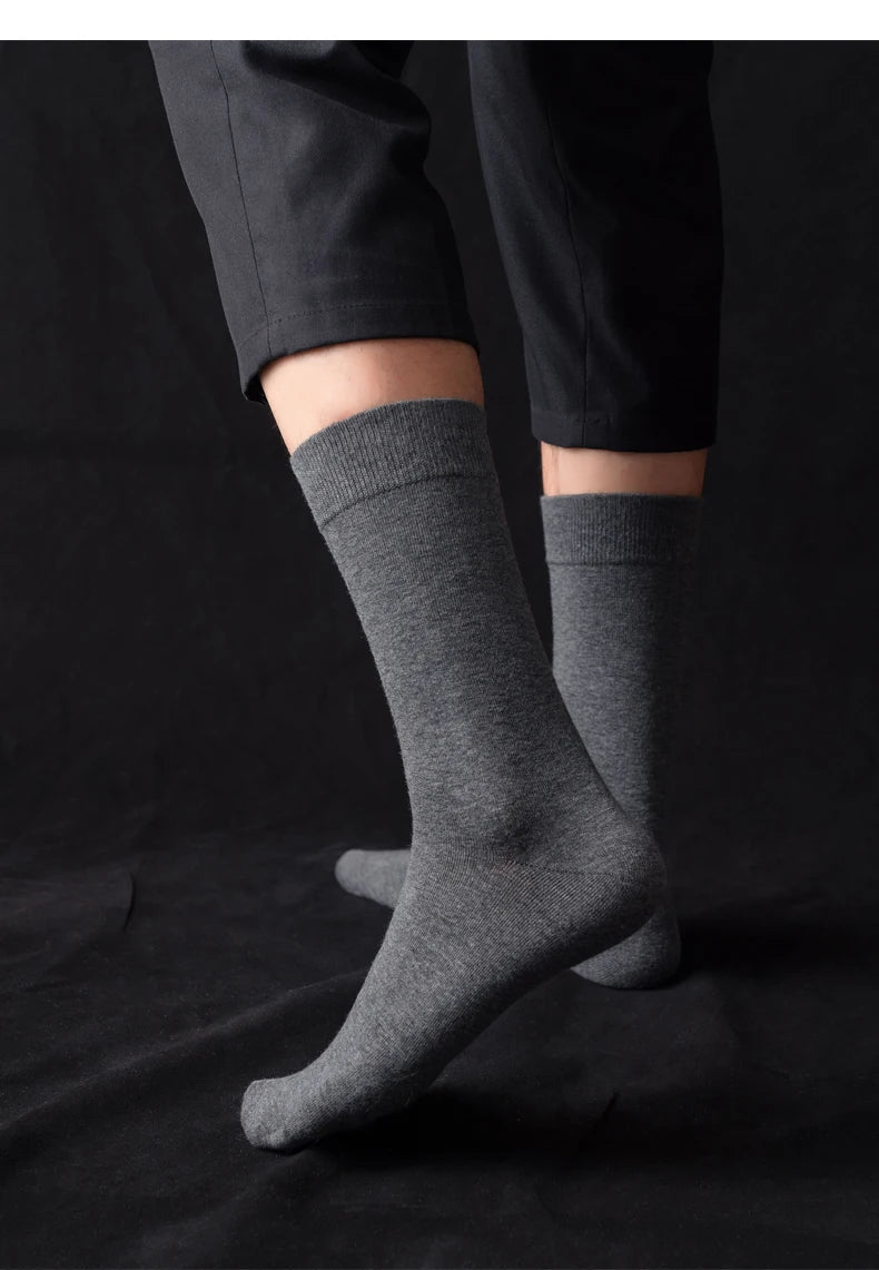 5 Pairs High Quality Spring Autumn Men's Cotton Socks Size38-45 Long Socks For Men Dress Socks Male Gifts Business Casual Sox