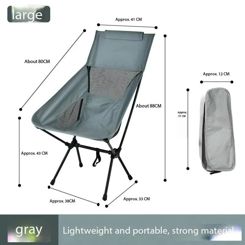 Outdoor Camping Chair Portable Folding Moon Beach Chair Leisure Travel BBQ Fishing Chairs Detachable Picnic Outdoor Furniture