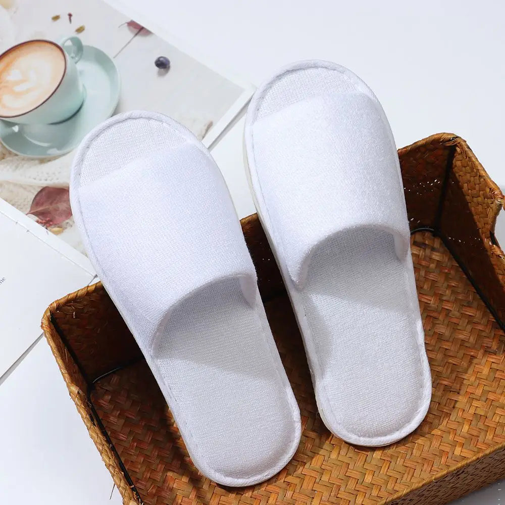 5 Pairs Comfortable Breathable Non Slip Sole SPA Guest Slippers Open Toe Slippers Hotel Shoes Hotel Supplies