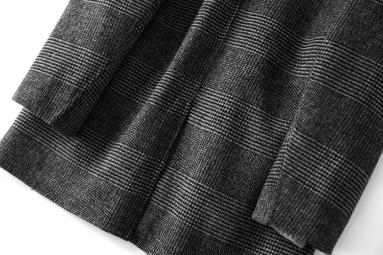 Handmade Sewn Double-sided Woolen Blazer Women Spring Autumn Plaid Wool Overcoat Office Lady Casual Suit Coat Thick Jacket