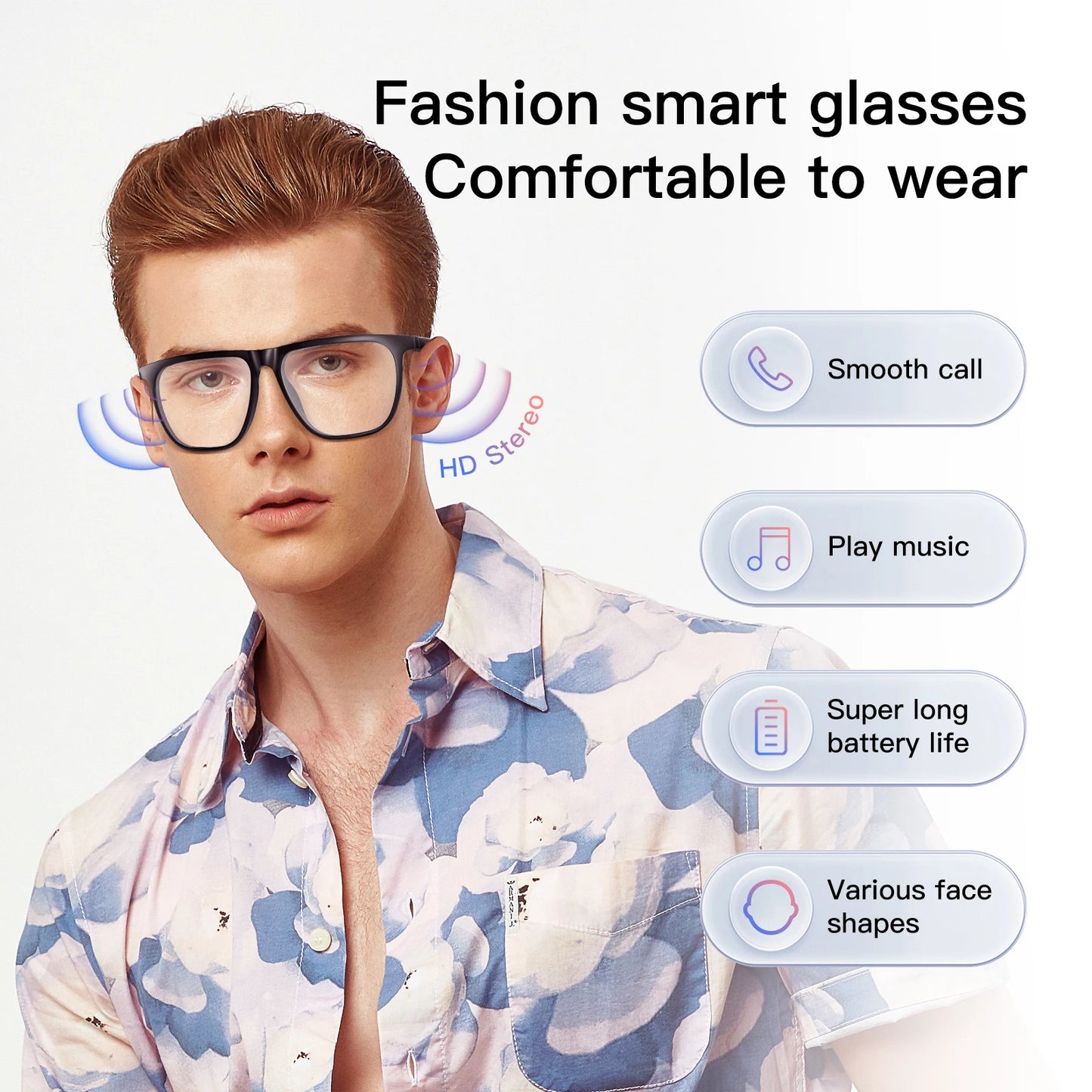 Smart Glasses Headphones Music Player Bluetooth Call AI Voice Assistant Driving Sunglasses Outdoor Sports Camara For Men Women