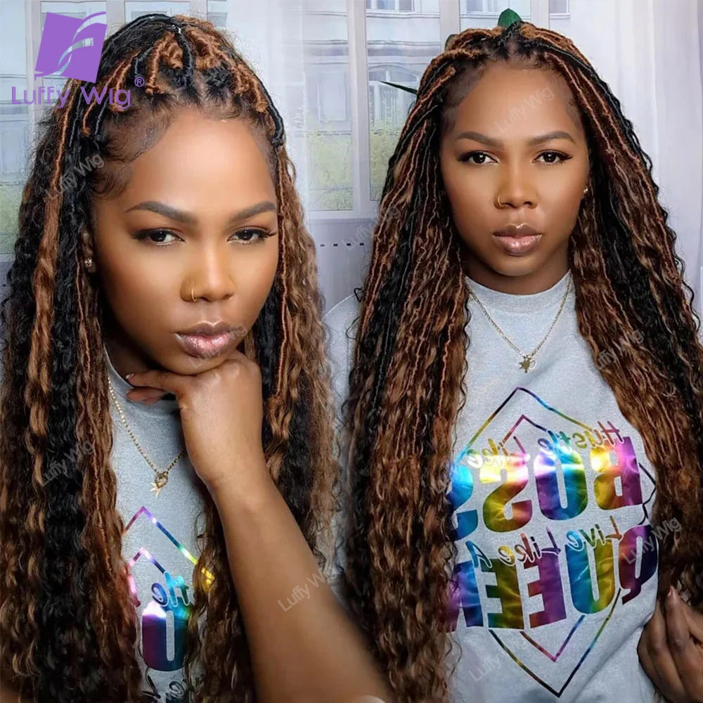 Crochet Boho Locs with Human Hair Curls Pre-looped 27 30 Braids Hair Extensions Knotless Hair Deadlocks For Braiding Deep Wave