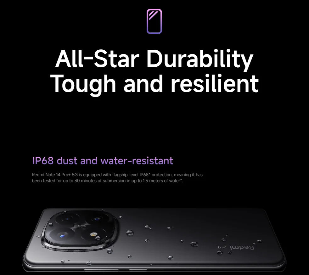 World Premiere Xiaomi Redmi Note 14 Pro+ Plus 5G Global Version Smartphone NFC Snapdragon 7s Gen 3 200MP AI Camera IP68 5110mAh