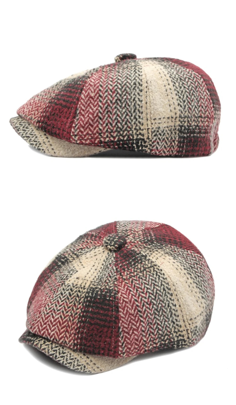 HT4184 Berets Autunm Winter Hats for Men Women Vintage Plaid Artist Painter Octagonal  Beret Hat Male Female Beret Cap