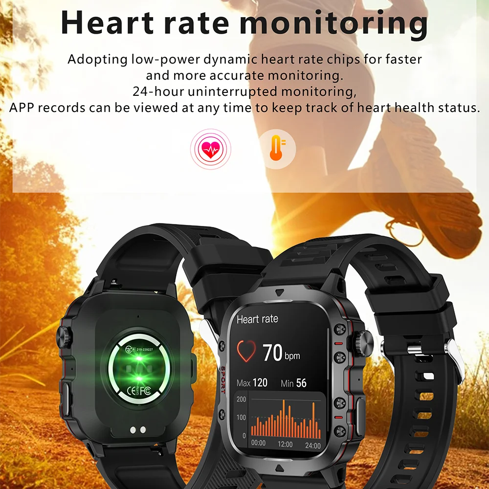 Military Men Smart Watch Bluetooth Call Fitness Clock Heart Monitor 3ATM Swim Waterproof Sport Smartwatch for Xiaomi iPhone 2025