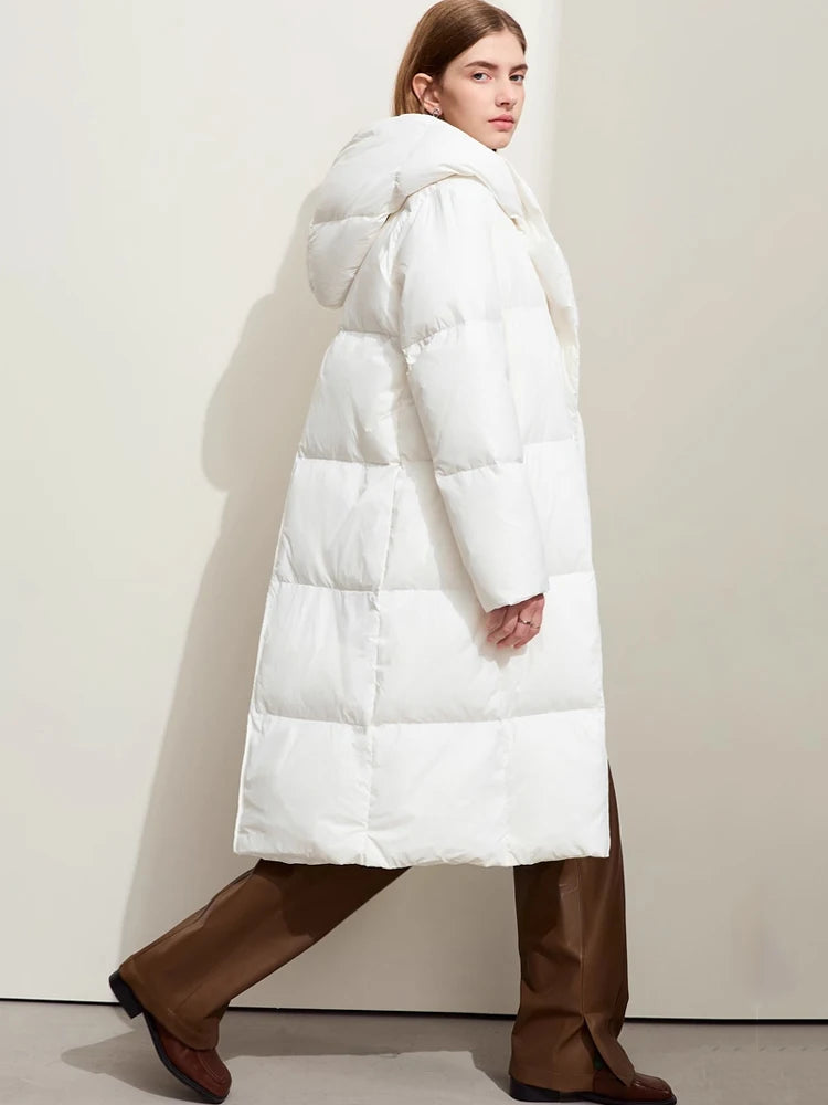 AMII Minimalist 2025 Down Jacket Coat Women Winter Warm Long Bread Puffer Coat Light Thick Quality Fashion Outerwear 12324060