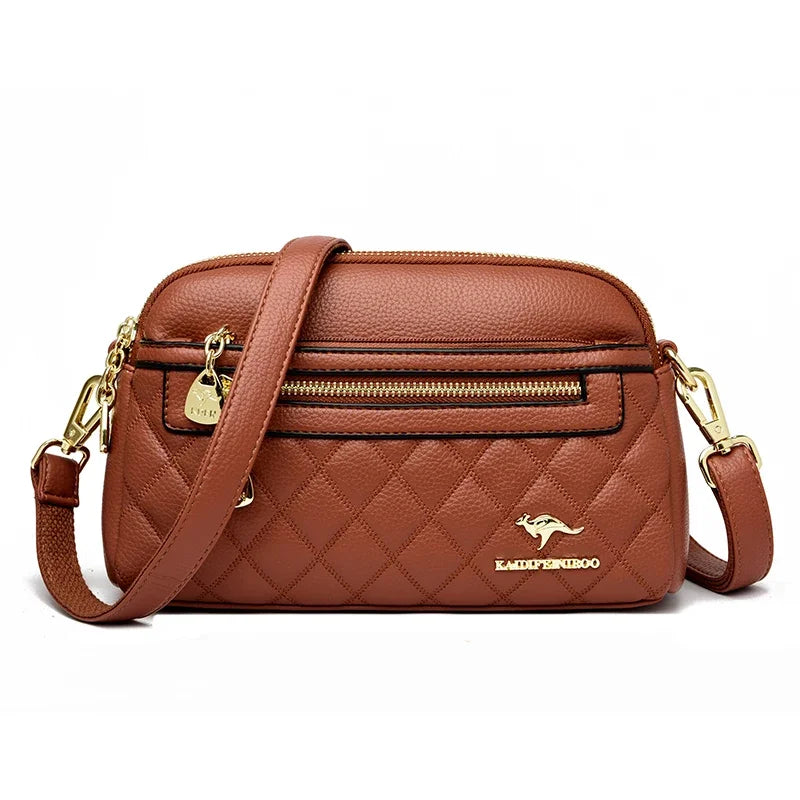 Women Soft Leather Shoulder Bag Simple Designer Solid Color Crossbody Bag Versatile Purses Messenger Commuter Shopper Sac A Main