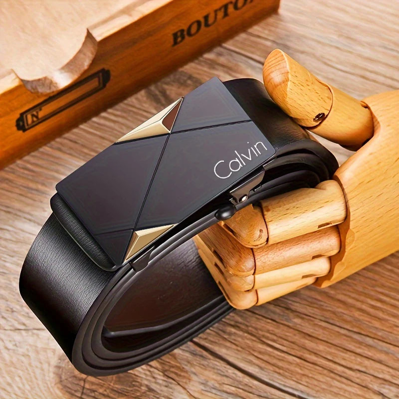Stylish Men's PU Leather Belt - Fashion Belts for Daily Life, Leisure, Party, Festival, Work, and Business Automatic Buckle