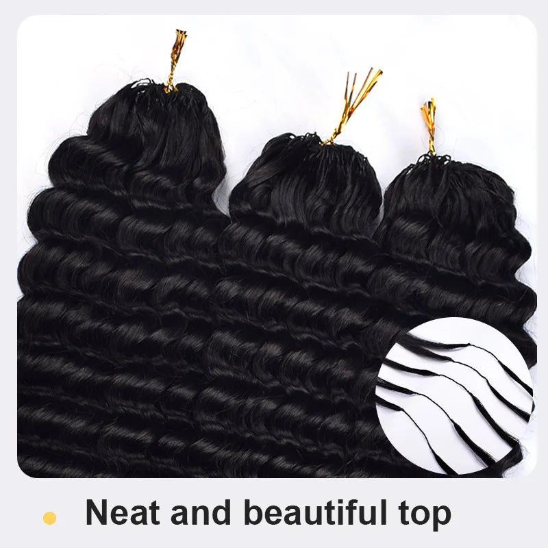 12A Crochet Curly Human Hair Extensions Invisible Knot Knotless Design Pre-Separated with String for Black Women Curls & Waves