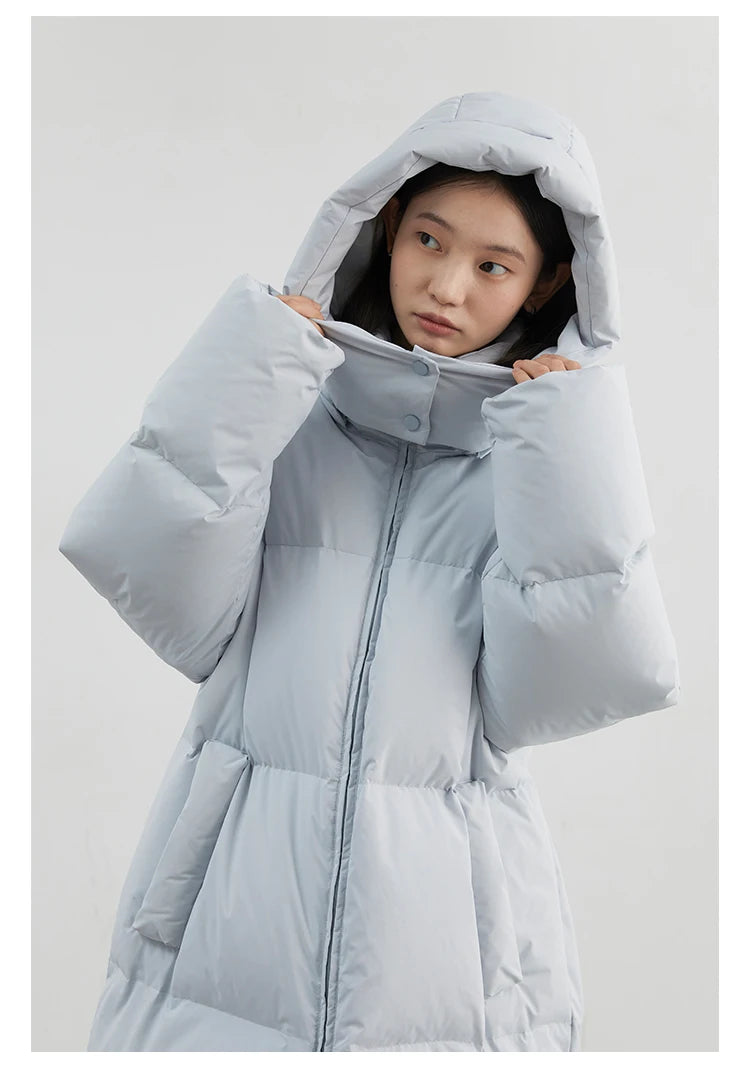 CHIC VEN Fashion Women Down Coats Hooded Thick Loose Solid Female 90 White Duck Down Jacket Ladies Topcoat Autumn Winter 2025