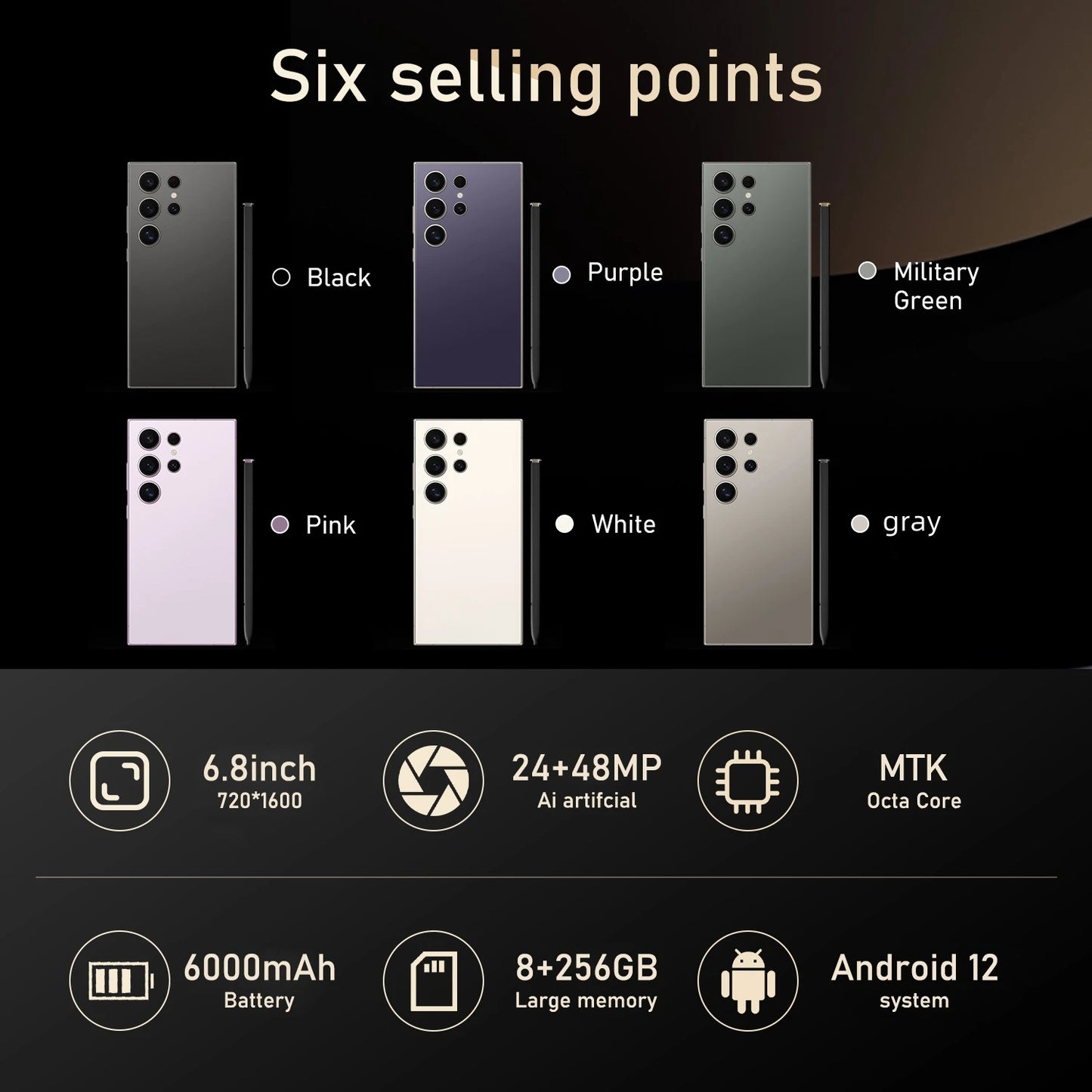 S25 Pro,Smartphone  Android,6.8 inch,8+256GB ROM,Dual SIM,Mobile phone,Google Play Store,24+48MP,6000mAh,celulares