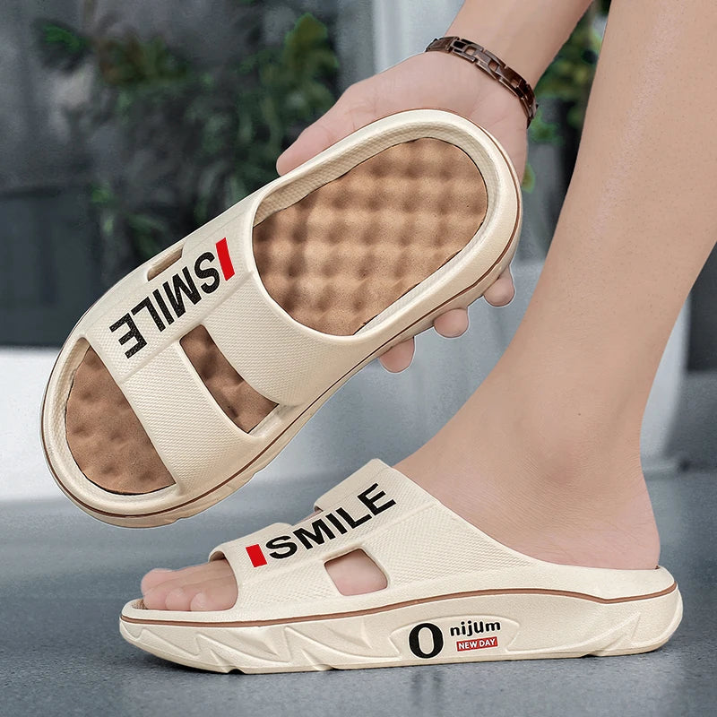 Summer New Men's Massage Slippers Indoor Outdoor Sandals Beach Men Casual Shoes Soft Slides Flip-flops Men Women Home Slippers
