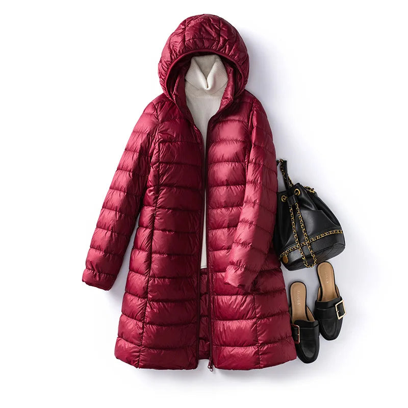 Autumn and Winter Women's New Detachable Down Jacket Temperament Commuter Fashion Warm Hooded Down Jacket Women's Outdoor Jacket