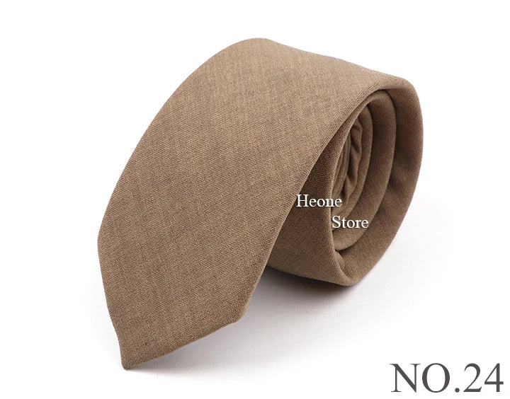 Novelty New Solid Color Ties For Men 100%Cotton Handmade High Quality Necktie Pink Green Orange 6.5cm Skinny Slim Ties Accessory