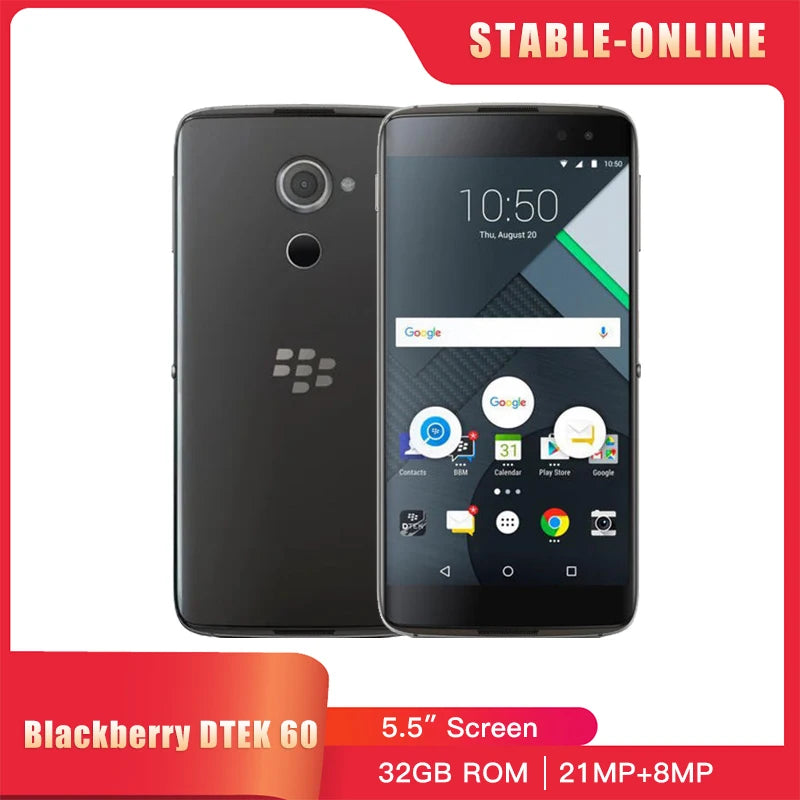 Original BlackBerry DTEK60 Cell Phone 4GB RAM 32GB ROM 21MP 5.5'' Mobile Camera Bluetooth Smartphone Touch Screen WiFi DTEK60