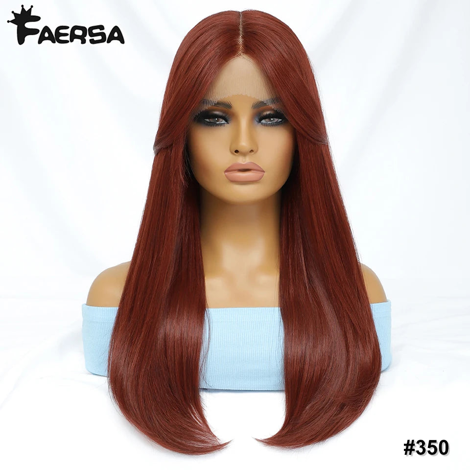 Synthetic Lace Front Wigs Long Straight Blonde Red Wig For Black Women Natural Ombre Brown Cosplay Lace Wig Halloween