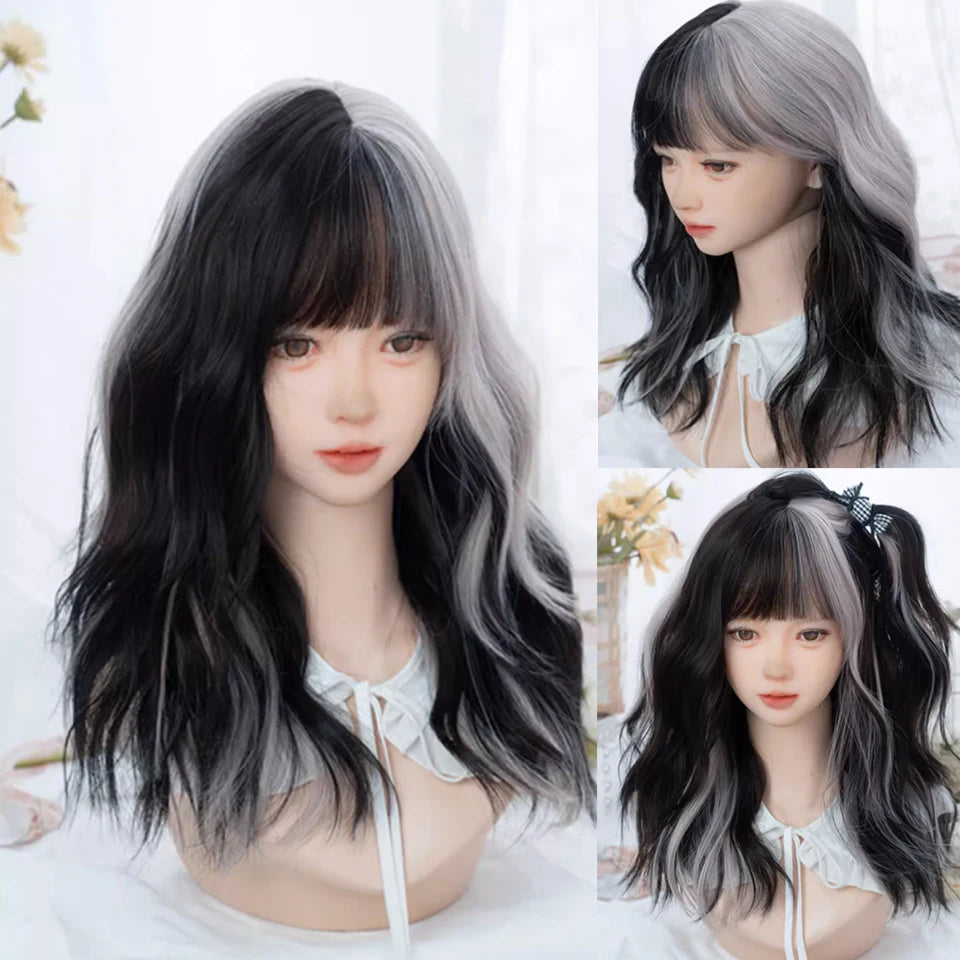 XIYUE Long Straight Black Wig With Bang Synthetic Wigs for Women Heat Resistant Natural Hair for Daily Halloween Cosplay Party