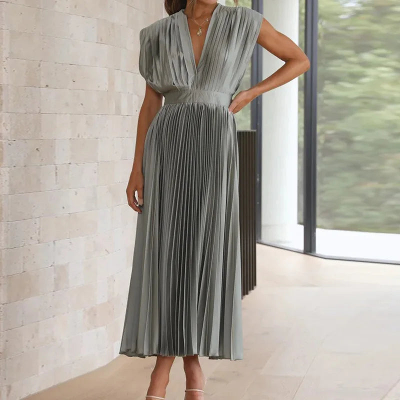 Maxi Dress Women Elegant Sexy Loungewear New Deep V-Neck Lace-Up Party Dress Summer Sleeveless Holiday Ladies Dress Dropshipping