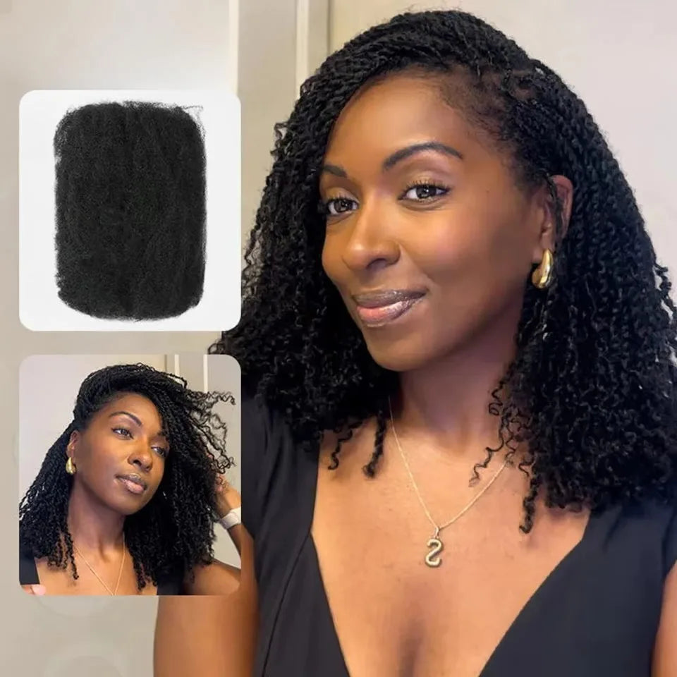 Snwprin 16 Inch Afro Kinky Bulk Natural Color 4C Human Hair For Braiding Brazilian Hair 100% Human Hair For Dreadlock Extensions