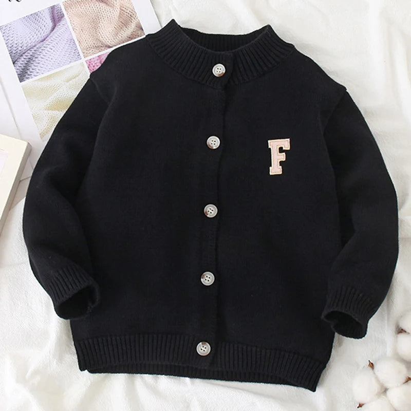 Autumn Kids Cardigan Sweaters Baby Girl Clothes Cartoon Letter Solid Cotton Sweater Boys Children Clothing Knitted Kids Sweaters