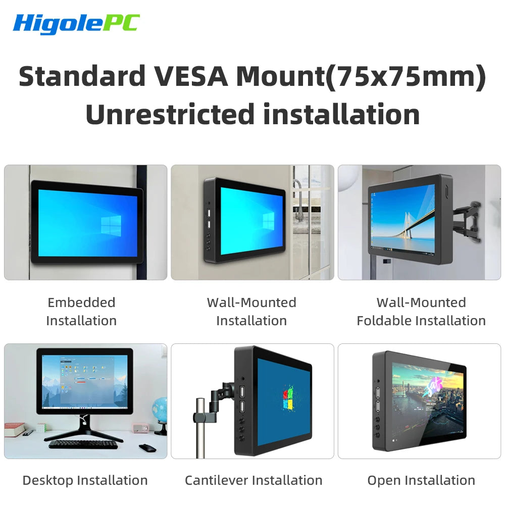 Higole F3APL 8'' Fanless Mini PC with Screen Intel N4200 Windows 10 WiFi5 4GB 64GB 2340mAh 4K Laptop Desktop PC Mini Computer