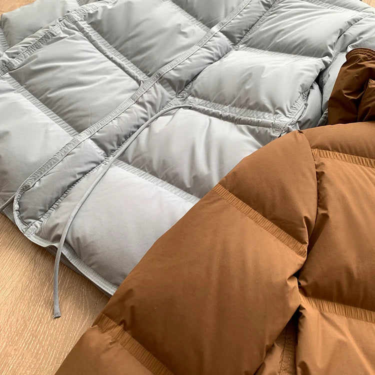 2023 New Autumn Winter Women Fashion Hooded 90% White Duck Down Coat Lady Slim Thick Warm Zipper Drawstring Lace-up Snow Jacket