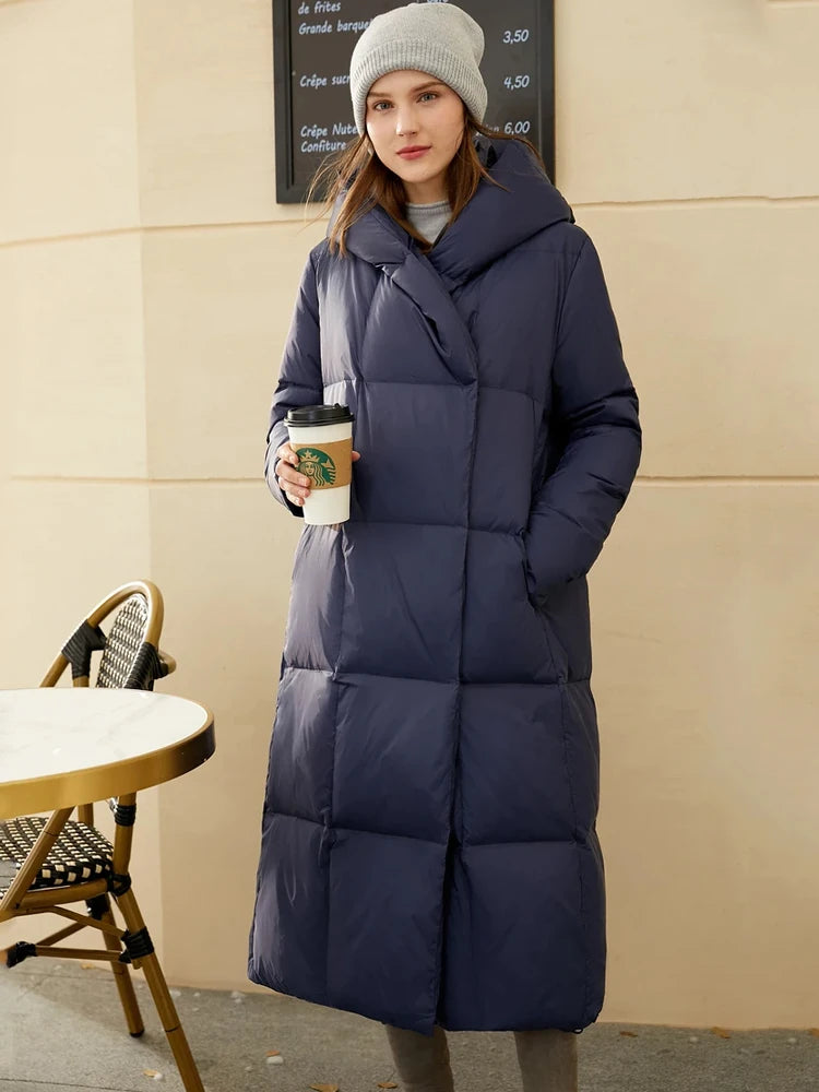 AMII Minimalist 2025 Down Jacket Coat Women Winter Warm Long Bread Puffer Coat Light Thick Quality Fashion Outerwear 12324060