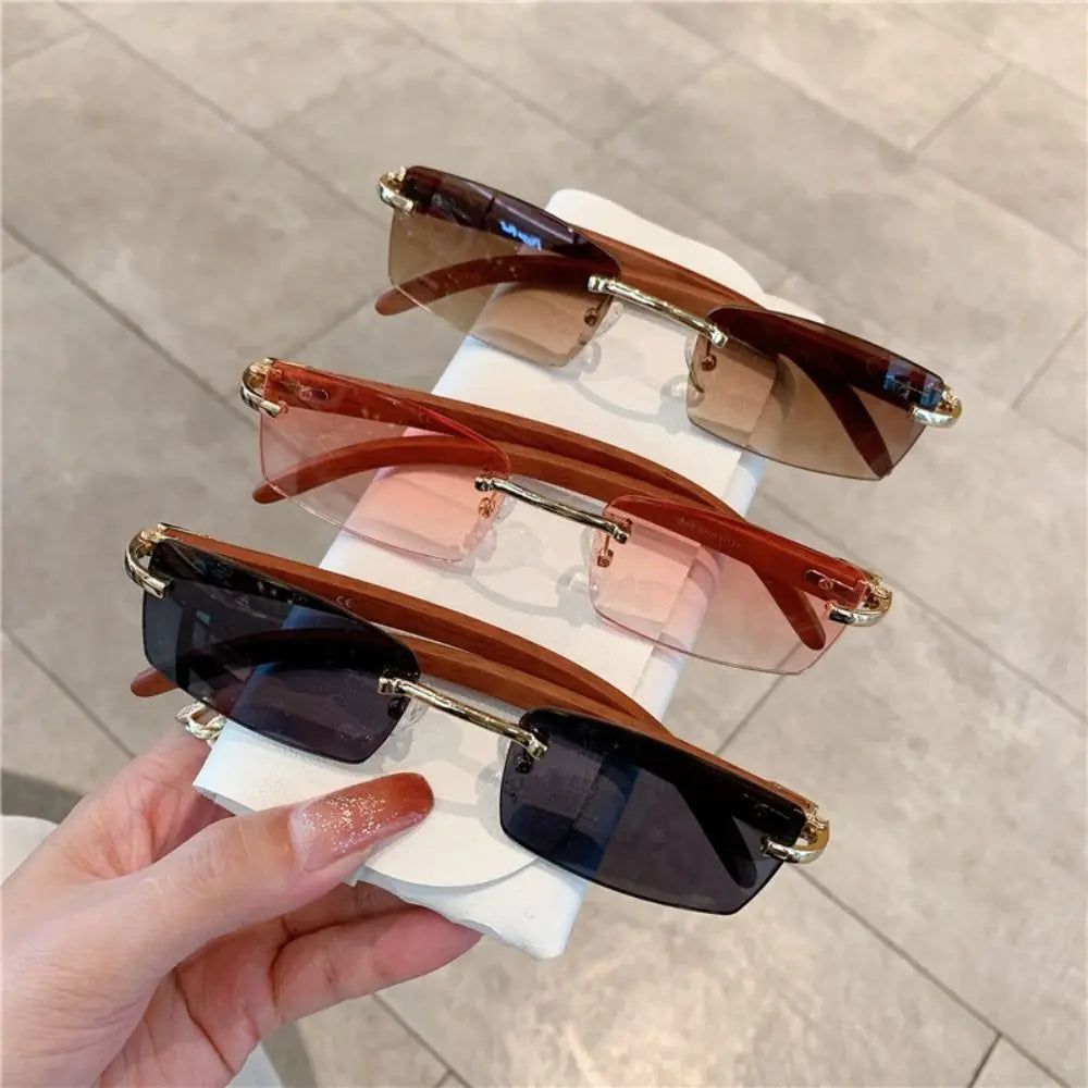 Trendy Punk Sunglasses Rimless Rectangle Sun Glasses for Men Women Fashion UV400 Driving Shades Frameless Gradient Eyewear