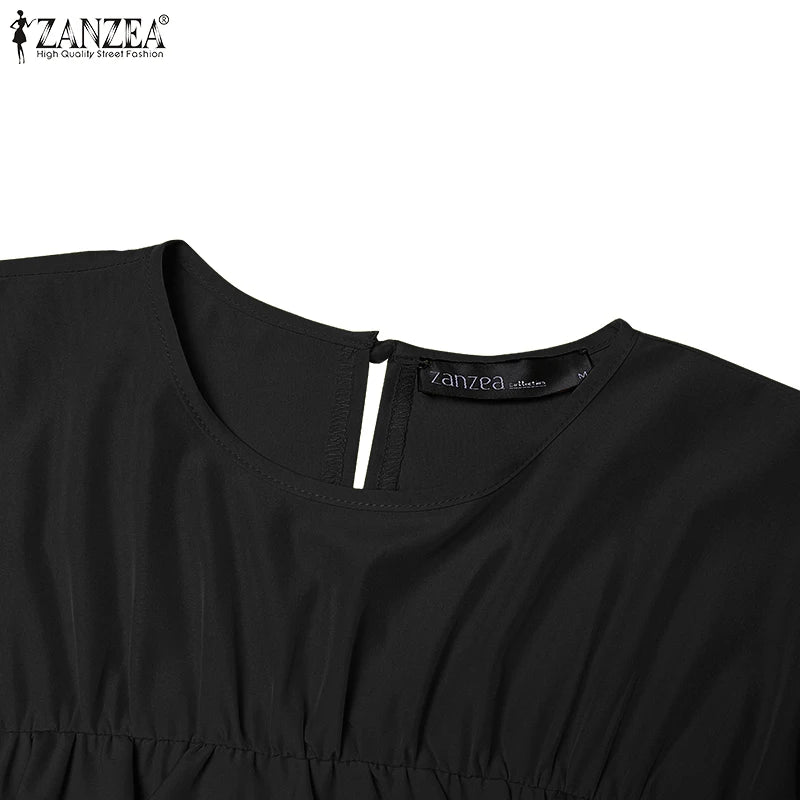 Elegant Autumn Maxi Dresses 2025 ZANZEA Women Fashion Long Sleeve Pleated Party Sundress IsIamic Robe Muslim Abaya Hijab Dress