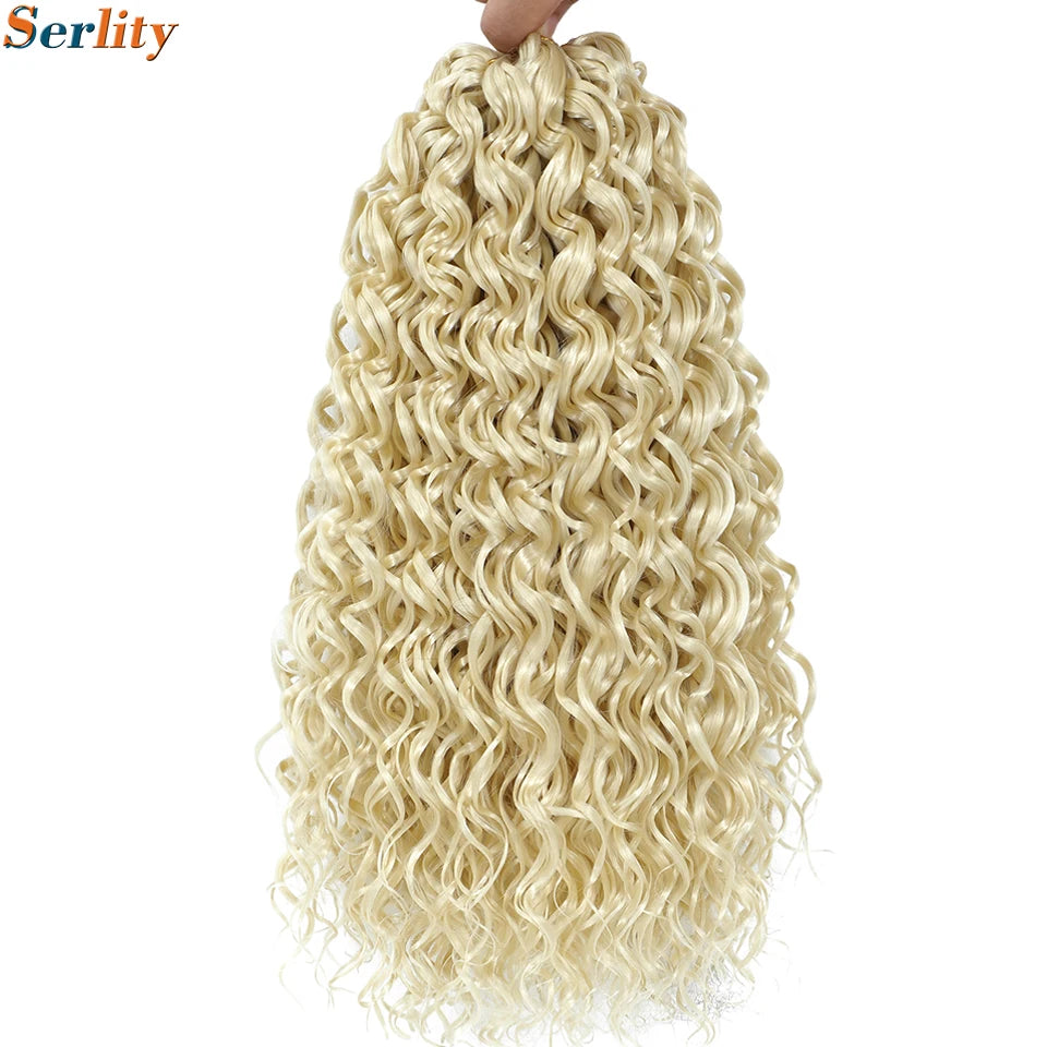 GoGo Curl Crochet Hair 14inch Curly Ocean Wave Synthetic Braiding Hair Jet Black Beach Curl Water Wave Deep Twist Crochet Braids