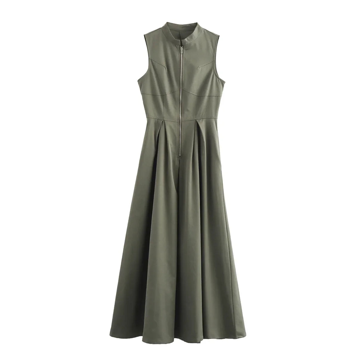 HXAO 2024 Woman Sleeveless Dresses Green White Women's Dress High waist Midi Dresses Evening Long Dresses
