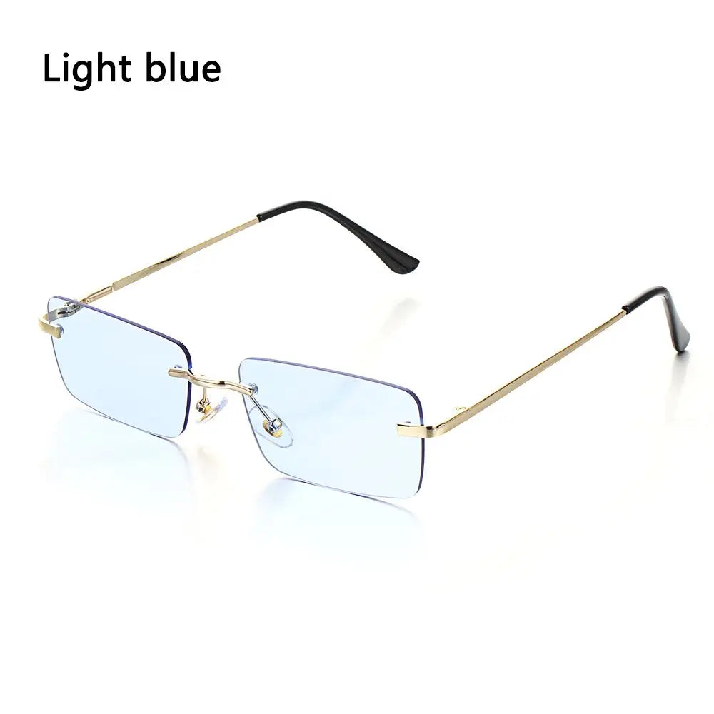 Trendy Punk Sunglasses Rimless Rectangle Sun Glasses for Men Women Fashion UV400 Driving Shades Frameless Gradient Eyewear
