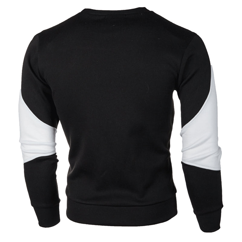 New Men's Casual Crewneck Sweatshirt Color Block Autum Spring Pullover Sweatshirts
