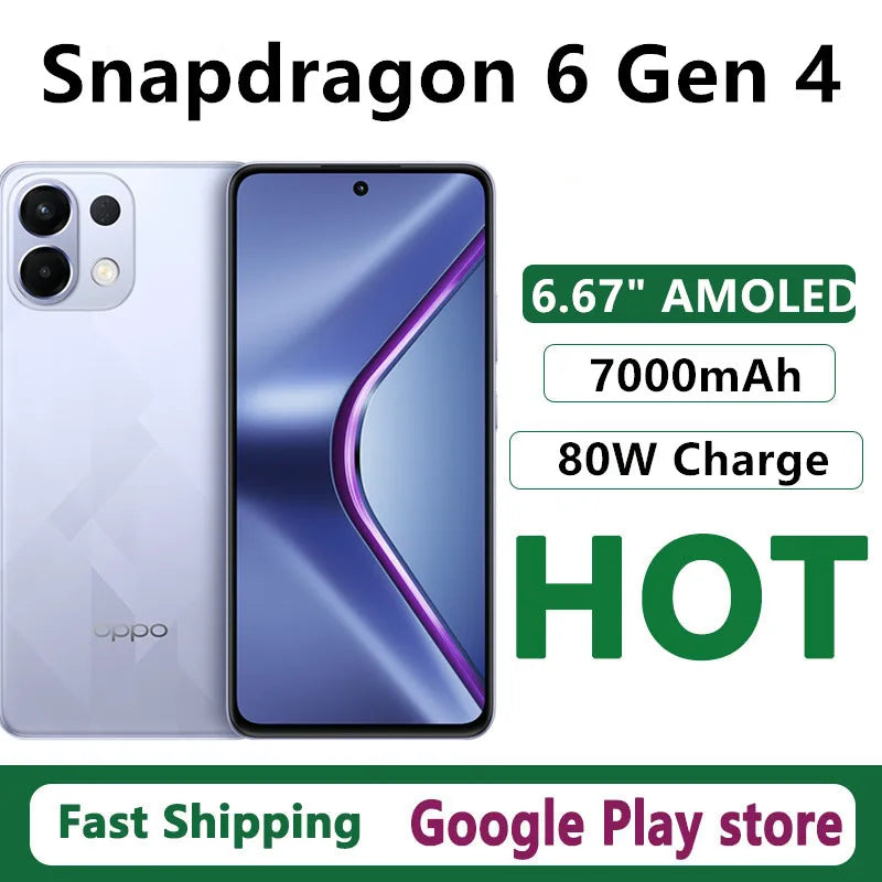 Original Oppo K12S Mobile Phone Snapdragon 6 Gen 4 OTA 6.67" AMOLED 120HZ 50.0MP Camera 7000mAh Battery 80W Charge Fingerprint