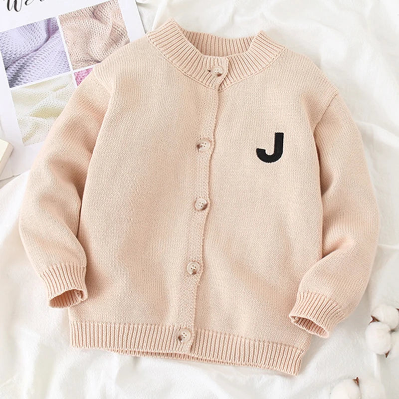 Autumn Kids Cardigan Sweaters Baby Girl Clothes Cartoon Letter Solid Cotton Sweater Boys Children Clothing Knitted Kids Sweaters