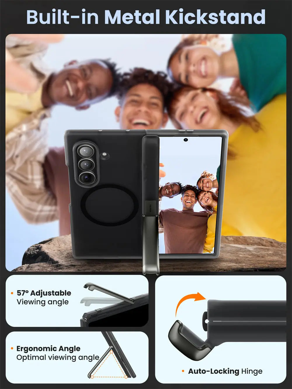 For Samsung Galaxy Z Fold 7 Case I-BLASON Cosmo Full Protective Hinge Protection Magnetic Case with MagSafe Stand & S Pen Holder