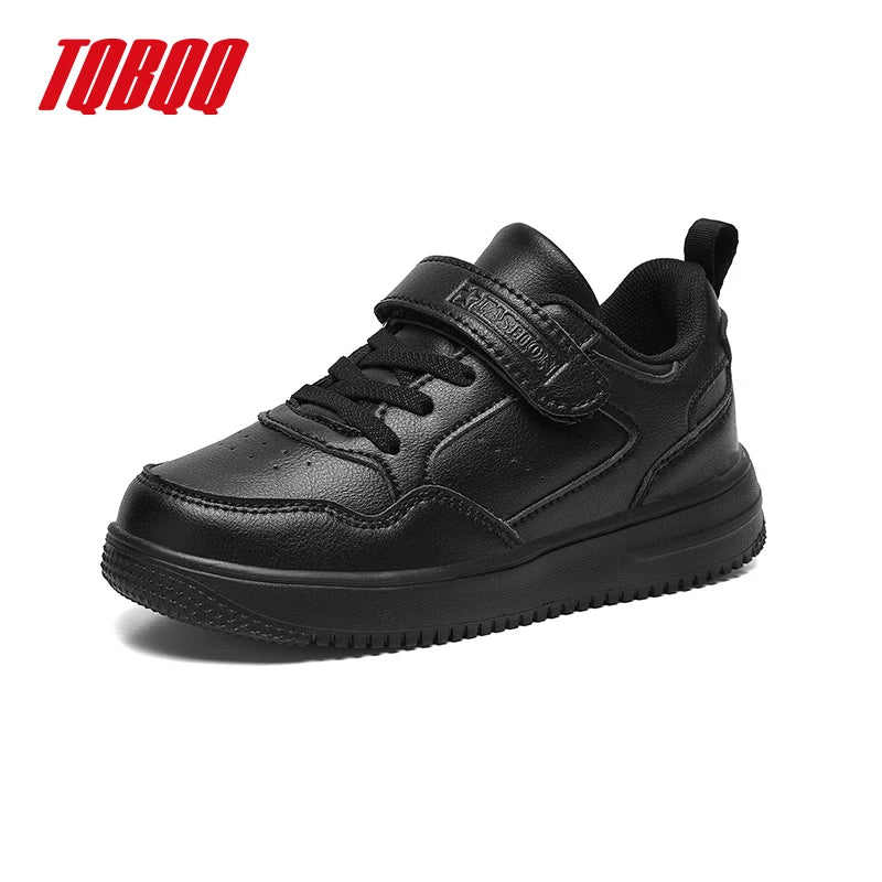 Kids' Classic Black Skate Shoes Boy Lightweight Breathable Casual Sneakers with Cushioned Insole Non-Slip Design for School