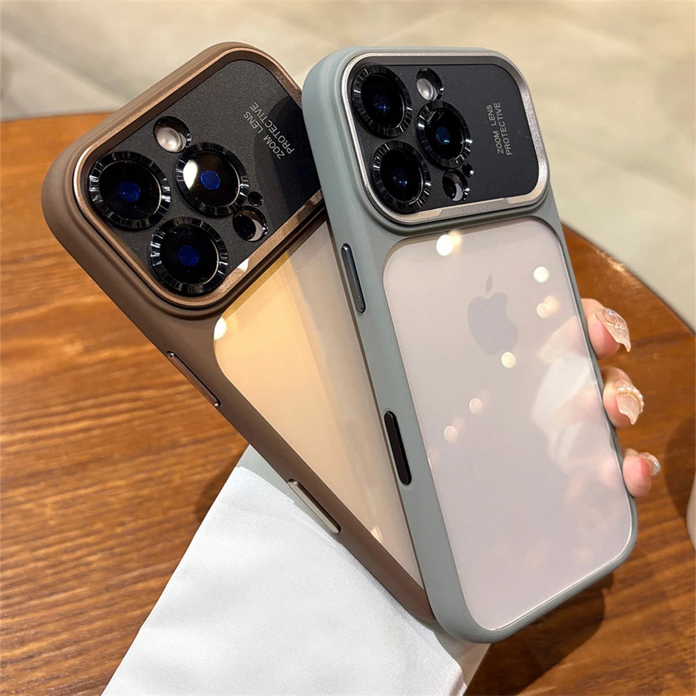 Luxury Magnetic Metal TPU Case For iPhone 17 16 15 14 Pro Max Plus Case Translucent Acrylic Hard Bumper Shockproof Protect Cover