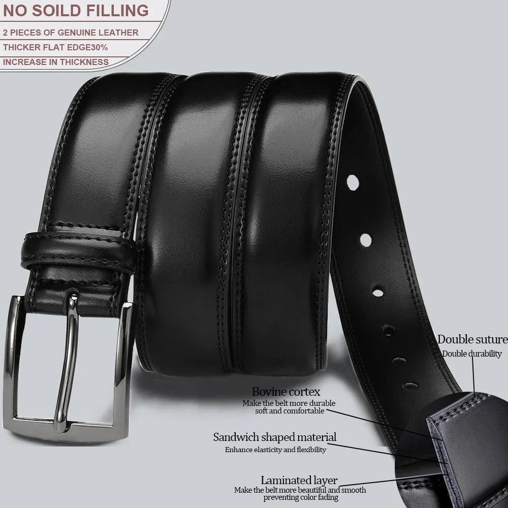 Men's Leather Belt Needle Buckle Belt Trendy New Casual Genuine Leather LONG Large Belts Cowhide Men's Belt Plus Size Men Belts