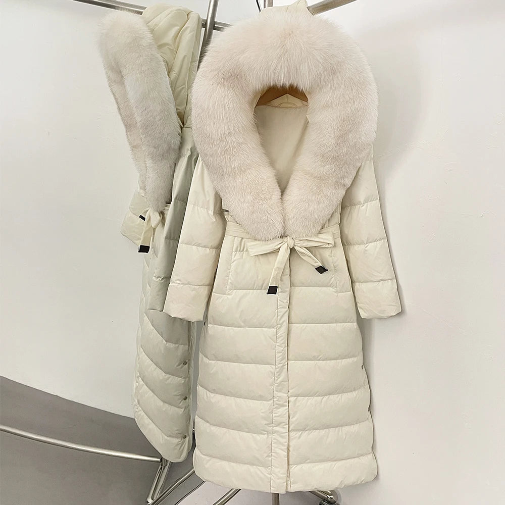 OFTBUY Long Puffer Jacket Women New 2025 Winter Warm White Duck Down Jacket Women's Real Fox Fur Coat Female Natural Fur Parkas