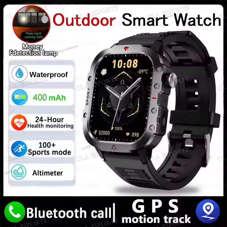 Outdoor Sports Smartwatch New 2025 2.01 inch HD Screen LED Flashlight Bluetooth Talking Smart Watch for Men Women Holiday Gift