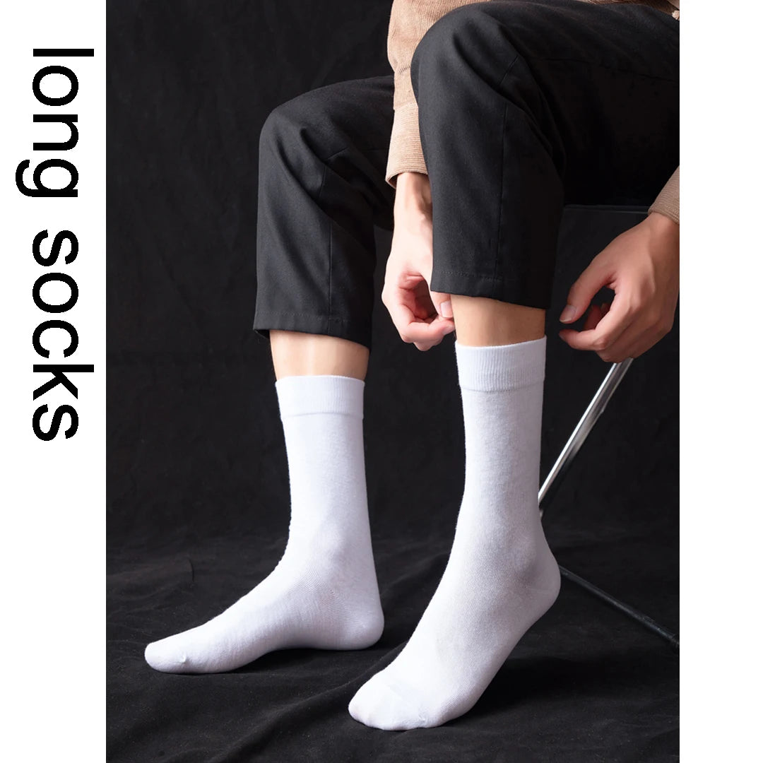 5 Pairs High Quality Spring Autumn Men's Cotton Socks Size38-45 Long Socks For Men Dress Socks Male Gifts Business Casual Sox