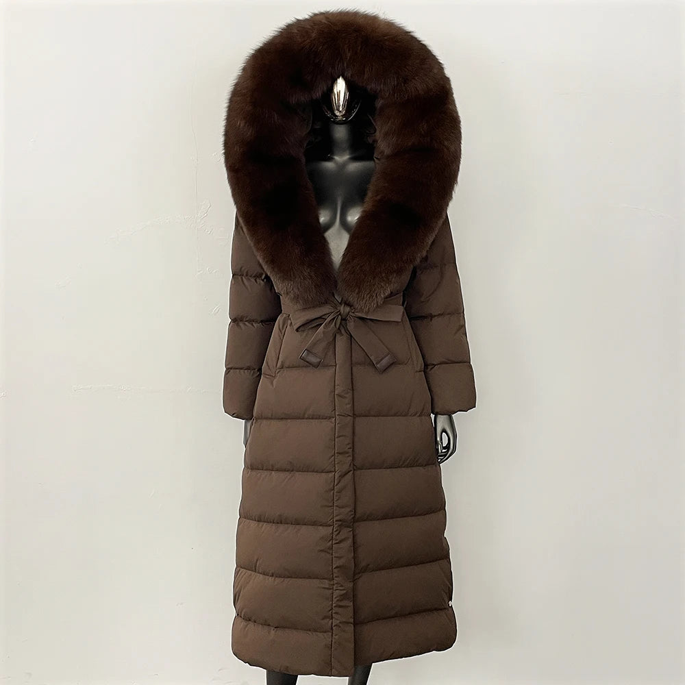 OFTBUY Long Puffer Jacket Women New 2025 Winter Warm White Duck Down Jacket Women's Real Fox Fur Coat Female Natural Fur Parkas